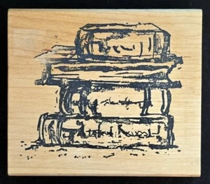 Art Impressions Rubber Stamps Books Stacked Drawing Steampunk - Picture 1 of 2