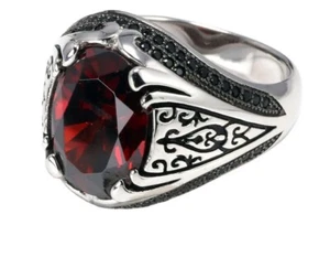 Silver Ring Turkish, Ruby - Size 7 - Picture 1 of 3