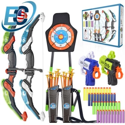 Juego de arco y flecha iluminado para niños interior exterior juego de tiro con arco juguete para niños niñas Foto 1 de 4