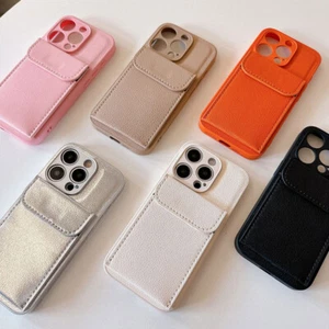 Leather Card Slot Wallet Bag Holder Phone Case For iPhone 16 15 14 Pro Max Cover - Picture 1 of 27