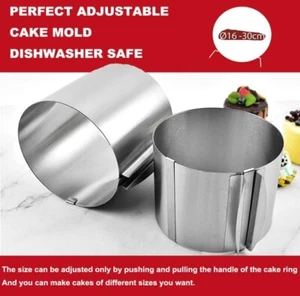 Kuchenring hoch 15 cm - verstellbar 6 Zoll bis 12 Zoll Edelstahl rund Kuchen Mou - Bild 1 von 11