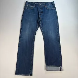 Gap 1969 Rinsed Selvedge Jeans Men's 34x32 Blue Straight Cotton Japanese Salvage - Picture 1 of 23