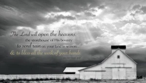 White Picket Fence The Lord will open the Heaven Religious Bible Art Print 13x19 - Picture 1 of 1