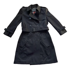 Womenโs Designer Givenchy Paris Black Trench With Coat Padded Shoulders - Picture 1 of 4