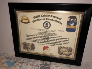 8TH U.S. CAVALRY REGIMENT / COMMEMORATIVE - CERTIFICATE OF COMMENDATION - Picture 1 of 13