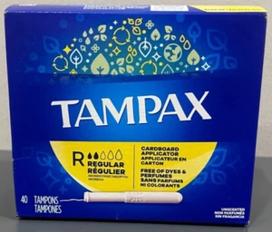 Tampax Regular R 40 Tampons Cardboard Applicator Sealed Brand New Pack - Picture 1 of 2