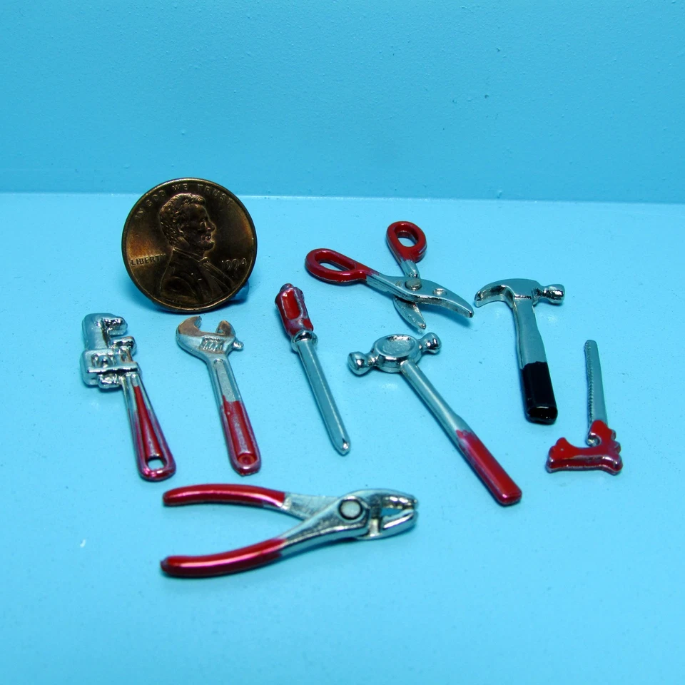 Juego de herramientas de metal en miniatura para casa de muñecas martillo, taladro, alicates, destornillador IM65249 Foto 1 de 1