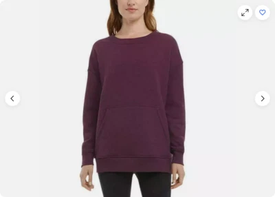 Danskin Womens Front Kangaroo Pocket Oversized Crewneck W Pocket( PLUM, SMALL) - Image 1 of 3