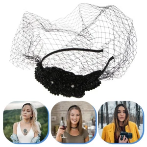 Bride Funeral Hats Women Veil Womens Headbands Black Fascinator - Picture 1 of 12
