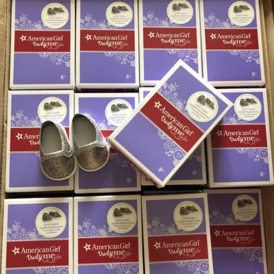 American girl silver shoes Sparkle sneakers for 18'' doll Gabriel tenney in box - Image 1 of 4