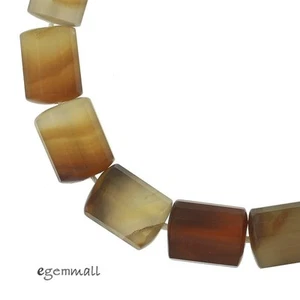 16 Natural Carnelian Unpolished Tube Faceted Beads 11x14mm 9" #54130 - Picture 1 of 2