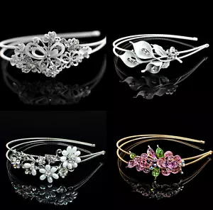 Haarreifen Brautschmuck Tiara Diadem gold silber mit Perlen und Strass - Picture 1 of 21