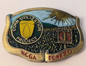 Vtg NCGA Funk's G Corn Project Belt Buckle - Great American USA Illinois Farming - Picture 1 of 22
