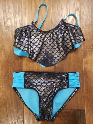 Traje de baño sirena azul y negro para niñas talla 7 Justice Foto 1 de 2
