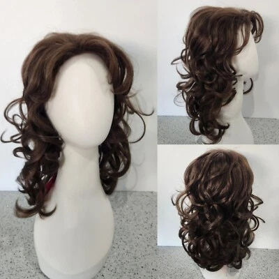 Peluca ondulada rizada de longitud media Tawny en marrón castaño claro 8 Foto 1 de 4