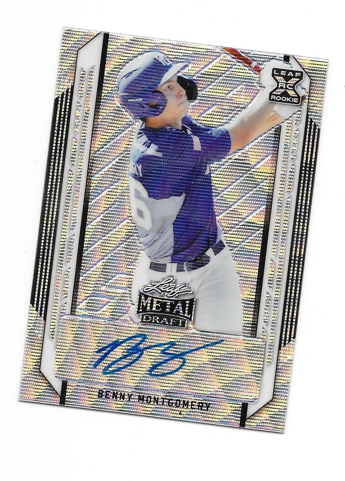 2021 Leaf Metal Draft Auto RC Silver Wave Refractor Benny Montgomery Rockies XRC - Image 1 of 1