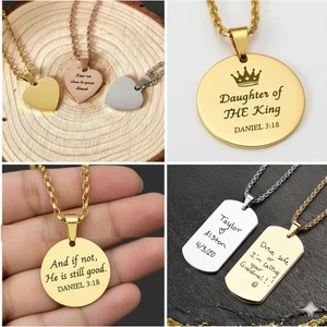 Personalisierte Armee Erkennungsmarke Halskette doppelseitig Gravur beliebiger Text Geschenk für Ihn - Bild 1 von 57