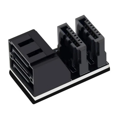 Double SATA 7Pin Female To 7Pin Male 90/180 Degree Angled Converter For Computer - Image 1 of 4