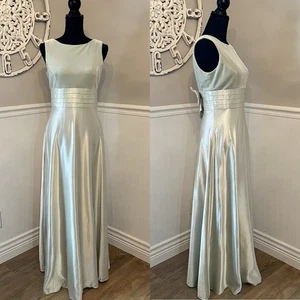 Vestido Largo Formal Vintage Años 90 Terciopelo Satinado Sin Mangas Profundo V Espalda Lazo - Imagen 1 de 15