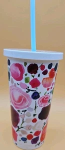 Kate Spade NY Floral Reise Thermo Kunststoff Becher 20 Unzen mit Deckel & Strohhalm - NEU - Bild 1 von 7