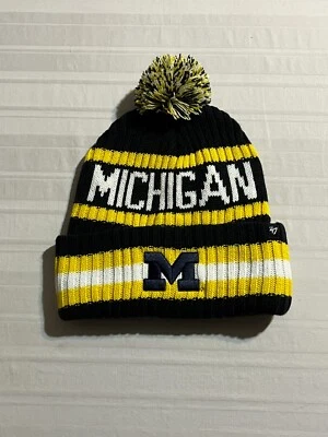 Michigan Wolverines NCAA '47 Brand Blue Winter Beanie Knit Ski Cap Hat - Image 1 of 2