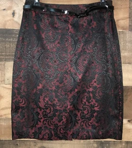 Women Brocade Style Skirt Size 6 Lined Belted Fairy Goth Witchy Slit Academia - Picture 1 of 4