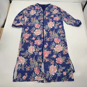 Miss Elaine Relax Floral Cremallera Frontal Largo Abrigo Bata Bolsillos Mujer’s Talla L - Imagen 1 de 10