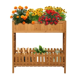 Wooden Planting Box with Storage Shelf - Picture 1 of 10