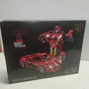 Seyaom Direct Transformation Wind Up Toy Car Robot Transformer Red Race LEGO NOB - Picture 1 of 4