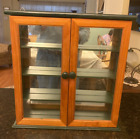Vintage Wood Glass Door Country Table Top Wall Hanging Display Curio Cabinet