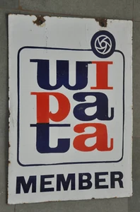 Letrero de hierro anuncio miembro WIPATA esmalte porcelana vintage - Imagen 1 de 8