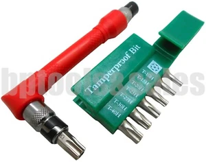 9pc Off Set Tamper Proof Star Bit Set Screw Wrench T10 T15 T20 T25 T27 T30 T40 - Picture 1 of 1