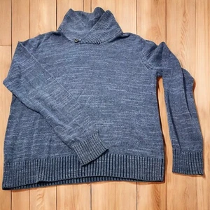 Urban Pipeline Sweater Women's Large Heather Blue Ribbed Shawl Collar Pullover - Picture 1 of 7