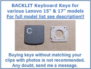 BACKLIT KEYs for keyboard Lenovo various 15" & 17" models GRAY US English TYPC05 - Picture 1 of 12