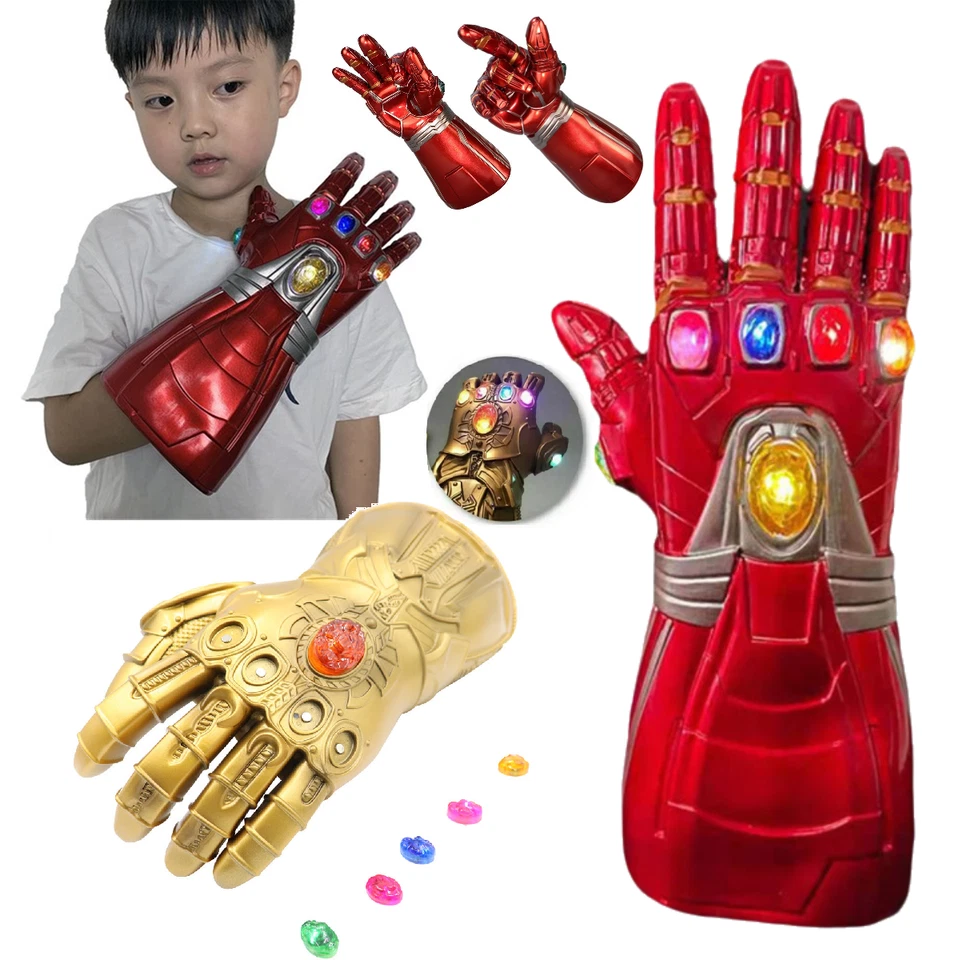 Thanos Infinity Gauntlet Gloves Iron Man LED Avengers Cosplay W/Removable Stones