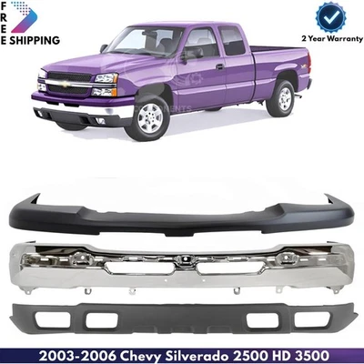 Front Bumper Chrome Steel & AirDam Kit For 2003-2006 Chevrolet Silverado 1500 Foto 1 de 4
