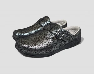 THERAFIT Mindy Arch Support Adjustable Leather Clog Pewter Size 40 (9.5-10) - Picture 1 of 9