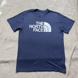 The North Face Shirt Mens Large Blue Short Sleeve Crew Neck Logo Tee Cotton - Picture 1 of 13