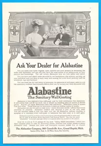 1908 ALABASTINE Wall Coating antique PRINT AD home decorating shopkeeper paint - Picture 1 of 1