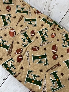 Football Touchdown Fabric 2 Yards Unbranded Low Pile Flannel Colorful Green - Picture 1 of 5