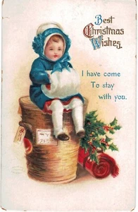 Clapsaddle Uns Christmas Embossed Little Girl I Have Come To Stay With You 1910 - Photo 1/2