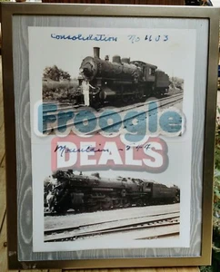 Locomotive Steam Engine Train Picture Framed lot of 2 Pictures #1103 and #2544 - Picture 1 of 3