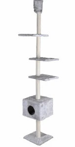 Cat Dream Katzen Kratzturm raumhoch grau Katzenbaum Kratzbaum Spielturm Katze - Bild 1 von 1