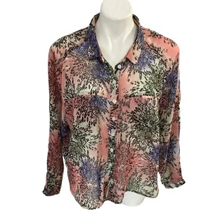 Camisa Jeans By Buffalo para mujer mediana con botones Top transparente manga larga trabajo oficina - Imagen 1 de 16