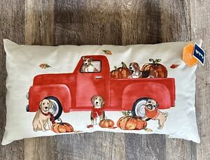 Farm Truck Dogs Pillow Pumpkin Fall Pug retriever beagle Farmhouse Country Tag