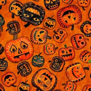 Quilting Treasures - Creepin It Real - Pumpkin Toss - Pumpkin, Fabric BTY - Picture 1 of 7