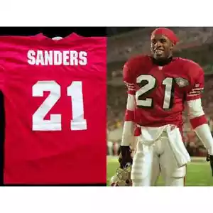 49ers DEION 1994 Sanders #21 San Francisco APEX One jersey L red NFL vintage - Picture 1 of 7