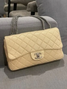Chanel Lambskin Classical Clap Bag Jumbo Light Yellow - Picture 1 of 5