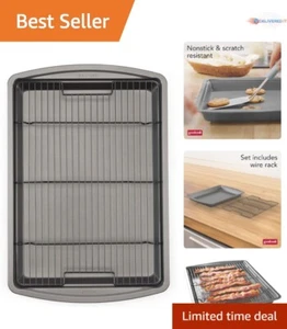 15”x10.5” Nonstick Carbon Steel Baking Pan & Rack Set for Crisping Foods - Picture 1 of 12