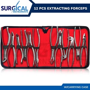 12 Pcs Extracting Forceps Extraction Dental Instruments Stainless German Grade - Afbeelding 1 van 8